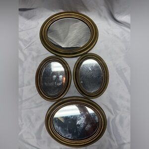 Vintage Italian Convex Mirror Set (4) - Gold Hollywood Regency "Witch’s Eye"